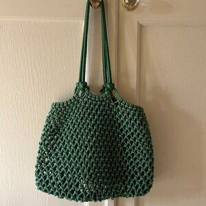 Clare V Green Woven Tote Bag